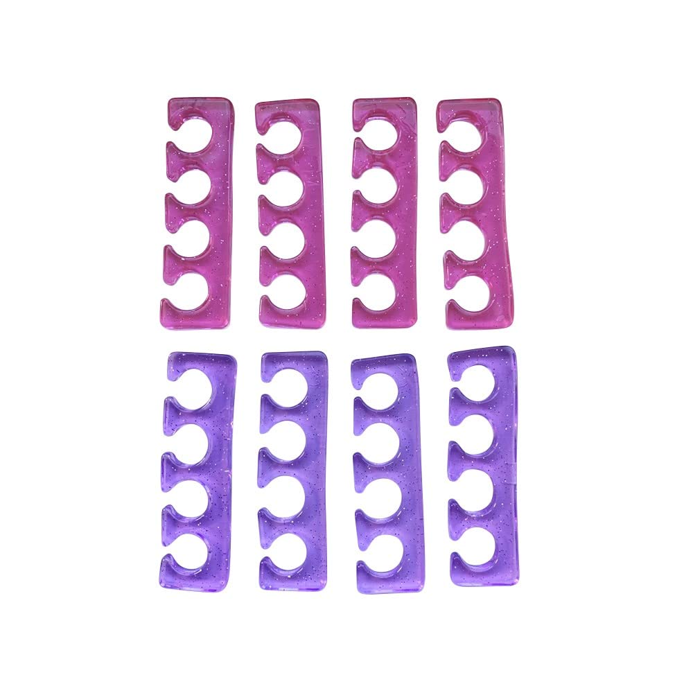 FRAVA Gel Toe & Finger Separators, Toe Stretcher, Toe Spacers, Toe Dividers. Perfect for Pedicure, Manicure, Yoga Toes & Painting Nails (4 Pairs, 4 x Pink, 4 x Purple)