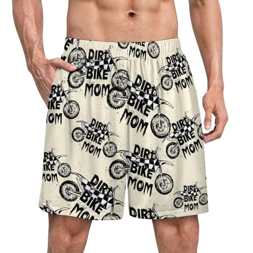 Dirt Bike Mom Men's Pajama Bottoms Lounge Pj Shorts Stretch Sleep Shorts for Home Vacation Beach