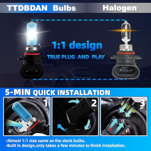Image of Headlight Bulbs Compatible with 2000-2006 GMC Yukon XL 1500 2500 Halogen Headlights,9005 /HB3 /H10 High Beam & 9006 /HB4 Low Beam Halogen Headlight Bulbs,Plug And Play,Pack of 4