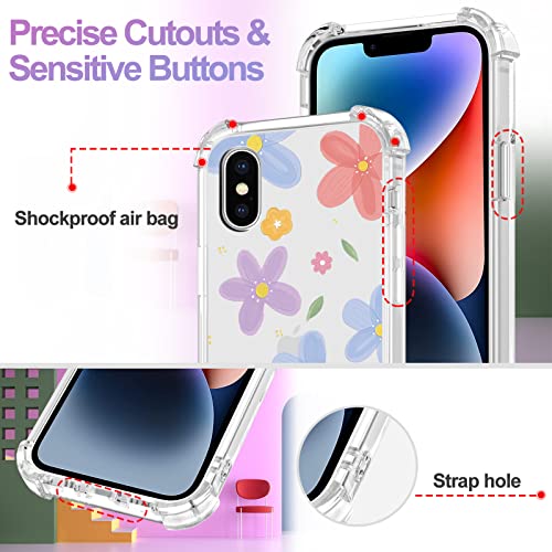 Image of Case for iPhone X /iPhone Xs, Clear Anti-Yellowing Anti-Scratch TPU Silicone Cover for Girls and Woman, Shockproof Drop Protection Case for iPhone X /iPhone Xs (5.8 inch), Red Flowers 2