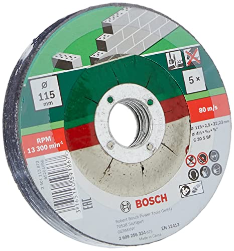 Bosch 2 609 256 334 - Juego de 5 discos de tronzar, acodado para piedra
