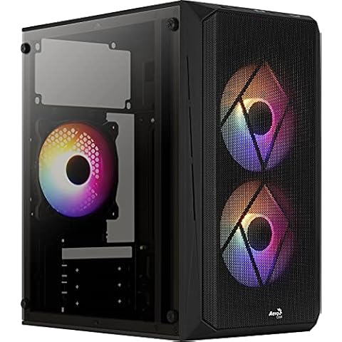 Aerocool CS107 V2, Caja PC MicroATX con Ventana Lateral y 3 Ventiladores 120mm FRGB Cover