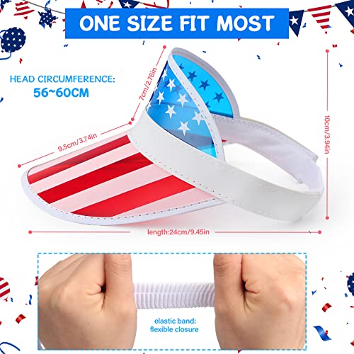 Image of Vabean American Flag Visor 4th of July Hat UV Protection Plastic Patriotic USA Visor Cap for Women Men Beach Accessories