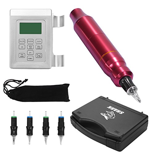 Shark Cartridge Tattoo Kit with Control Panel Rotary Machine Tattoo Pen Multifunction Permanent Makeup Pen With Carry Case