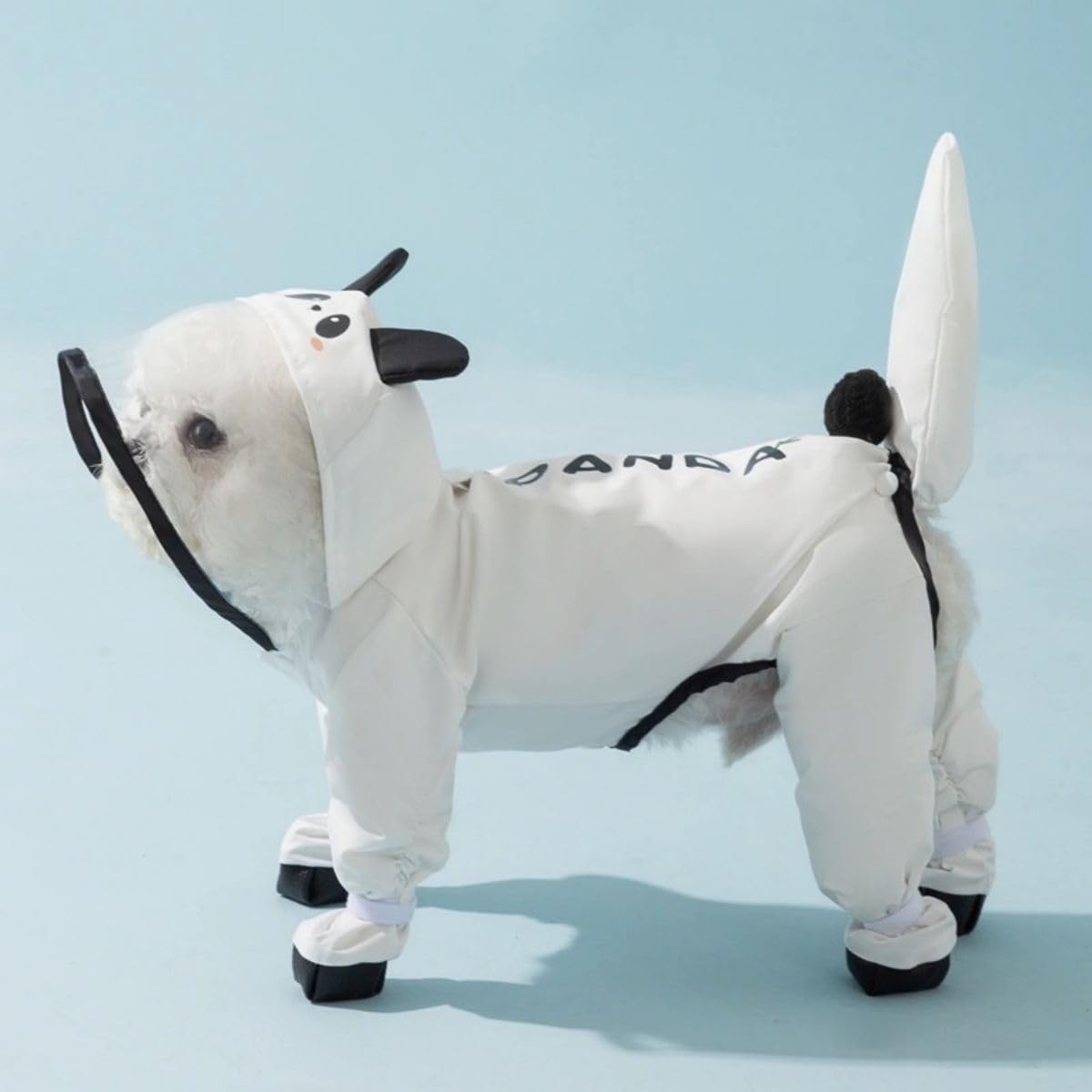 Blue Dream Island Dog Raincoat, Full Coverage Tail Protect Feet Cover, Cute Panda Pattern, S Size, S::Back Length:25cm - Image 4