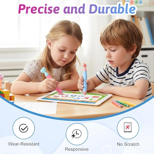 Image of Kids Stylus Pen for Touch Screens, Tablet Stylus with Soft Silicone Tip, Ergonomic Grip, Anti-Roll Design, Compatible with iPad, iPhone, Fire Tablet, Samsung & All Devices - Pink