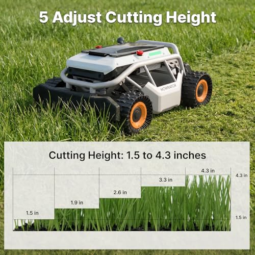 Image of Mowrator S1 4WD 18Ah Remote Control Lawn Mower with Grip Tread Tires, All-Season Yard Care, 119% (50) Slope Climbing, with Leaf Shredding Vacuum, 21 inch Width, 1.5-4.3 inch Cutting Height, Up to 1.12 Acres