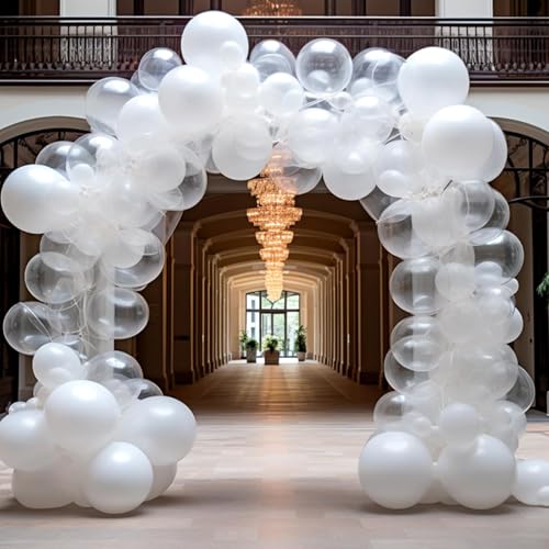 Image of RUBFAC 135pcs Clear Balloons, Latex Transparent Balloon Different Sizes 18 12 10 5 Inch for Garland Arch Birthday Party Baby Shower Wedding Decoration