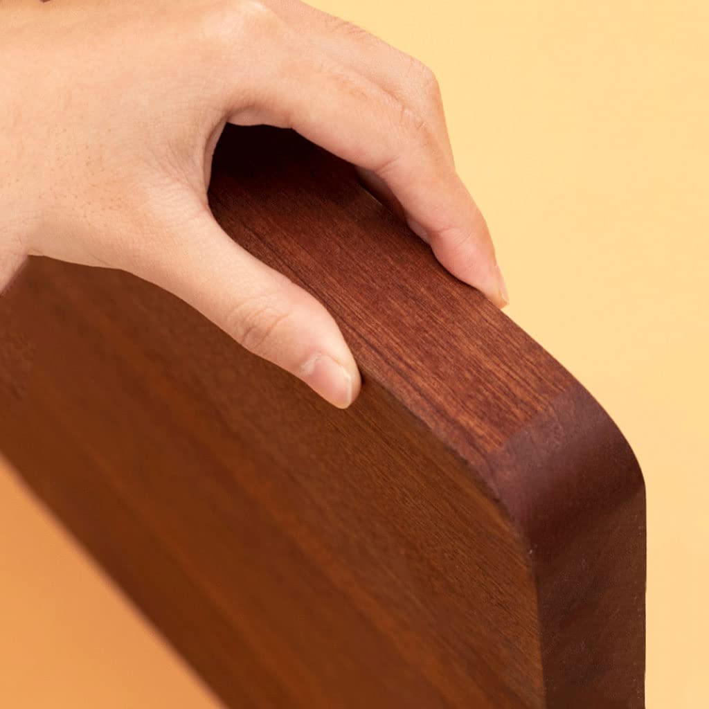 Tabla De Cortar Profesional De Madera con Asas, Gruesa, De Doble Cara, para Carne Y Verduras, Color Caoba.(Mahogany L)