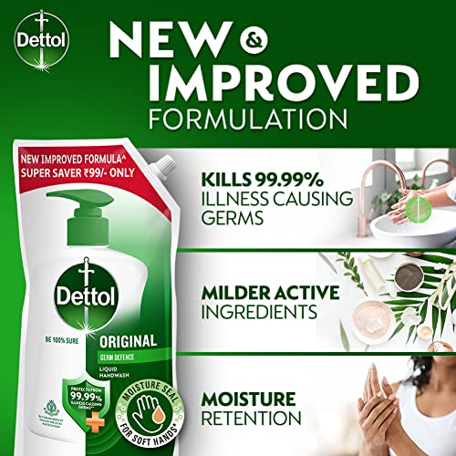 Dettol Liquid Handwash Refill - Original Hand Wash- 675ml, (Buy 1 Get 1 Free) | Germ Defence Formula | 10x Better Germ Protection - Image 5