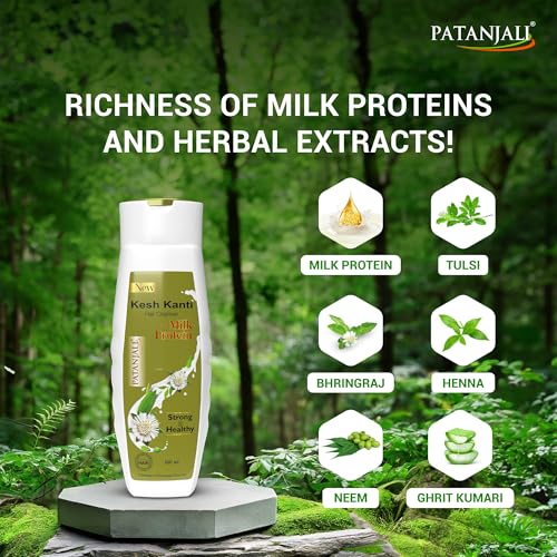 Image of Patanjali Kesh Kanti Milk Protein Shampoo Hair Cleanser 180ml - Hair Breakage & Fall Care Herbal Shampoo | Suitable for All Hair Types | For Men & Women | For Daily Use