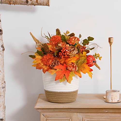 Anna's Whimsy 4 Pack Artificial Flowers With Hanging Basket, Artificial Silk Flower Bouquets With Vase Fall Decors Wall Decor Autumn Decor Table Decor Home Decorations #TOP6