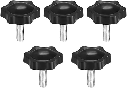 Miniatura 5 de uxcell Pomo de tornillo de sujeción, 1.496 in de diámetro con forma hexagonal de ciruela, perilla de estrella M8 x 2.362 in, rosca macho, 5 unidades