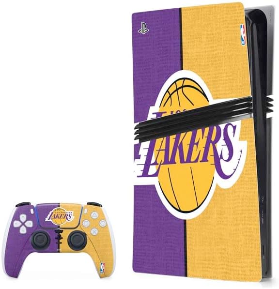 Skinit Decal Gaming Skin Compatible with PS5 Pro Bundle - Officially Licensed NBA Los Angeles Lakers Canvas Design