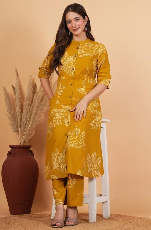 Image of rytras Women Pure Cotton Printed A-Line Kurta Set with Palazzo pants|Ethnic wear|Kurta Set for Women