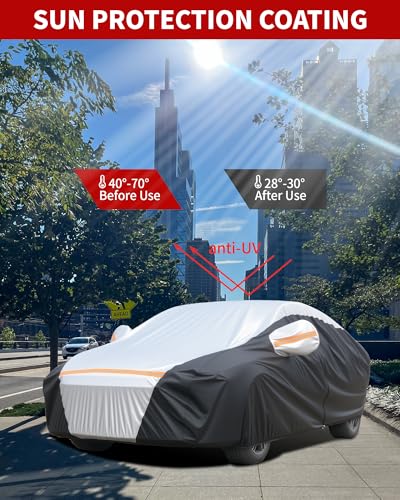 Image of Car Cover Waterproof All Weather,6 Layers Car Covers for Automobiles, Full Exterior Cover with Zipper, Outdoor Car Cover Sun UV Rain Snow Wind Protection, Fit for 185 inch(185 * 70 * 59 inch) Sedan