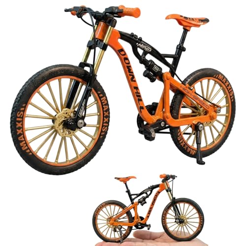 KYEDGC Finger Bike Miniature Toy Bike for Finger Dexterity and Stress Orange Alloy Finger Mountain Bike for Display and Play Compact 10.5 x 19.5 cm Model