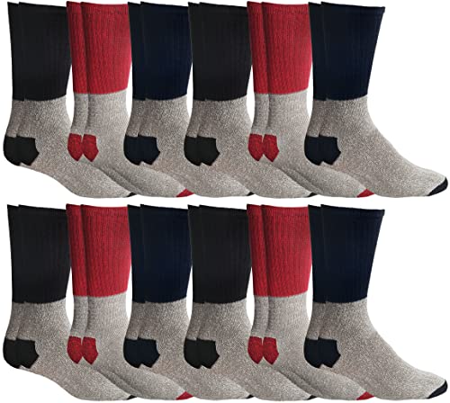 Yacht & Smith 12 Pairs Thermal Boot Crew And Tube Socks, Unisex Bulk Cold Resistant Weather Socks