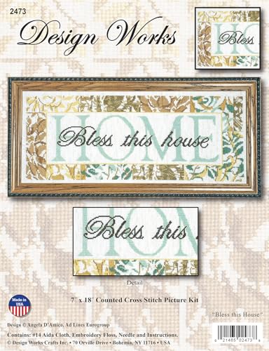 Image of DESIGN WORKS Bless This House, 7'' x 18'' Counted Cross Stitch Kit
