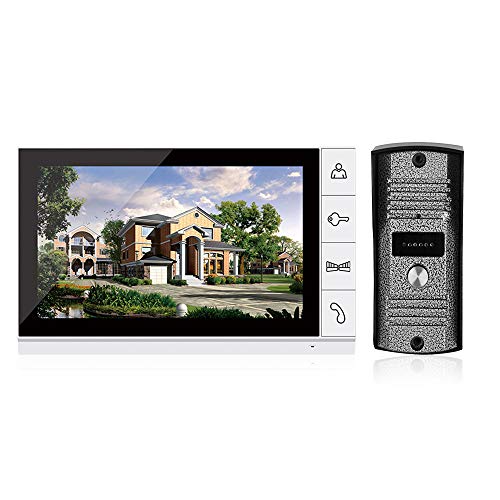 OWSOO Visiophone-9 Pouces LCD Couleur Vidéo Porte Interphone Système Sonnette Vidéo sans Fil avec Vision Nocturne Kit de Caméra IR Vision Nocturne Caméra Porte Bell pour Appartement Maison