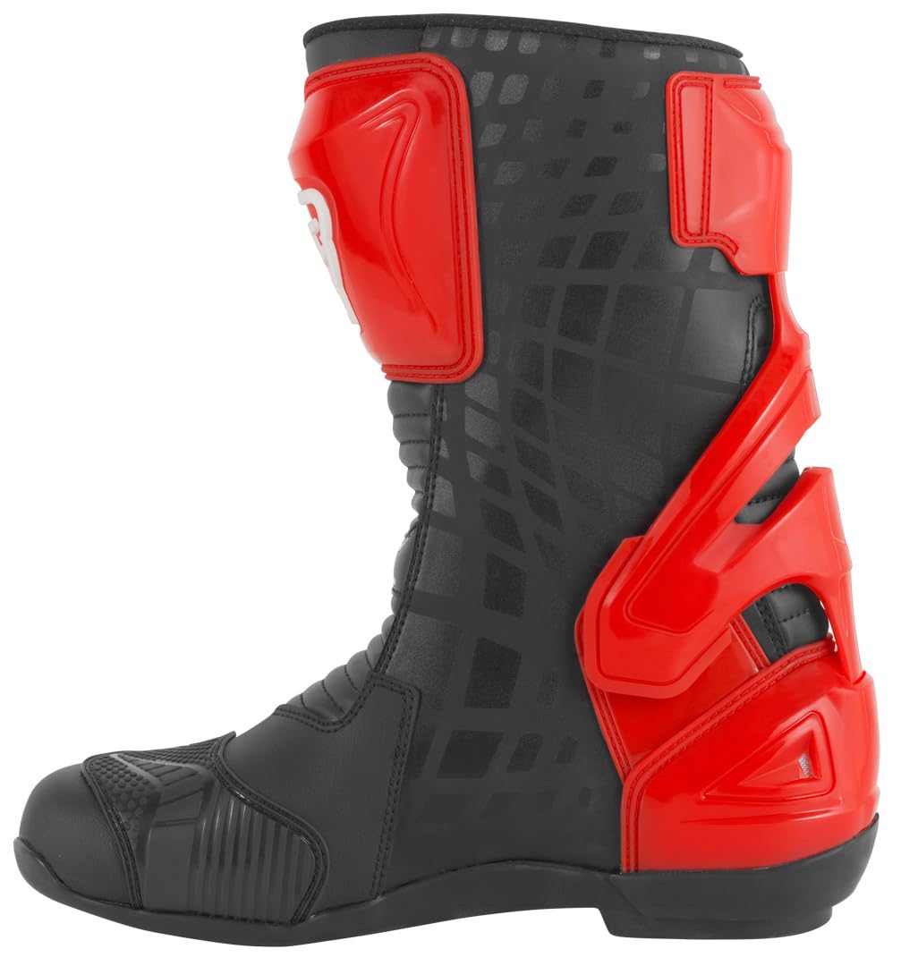 Bogotto Donington Motorradstiefel, schwarz/rot, 41 | Motorradschuhe
