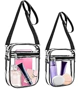 QINGLER 2pcs Clear Crossbody Bag Stadium Approved for Concerts Sports Festivals with Front Pocket...