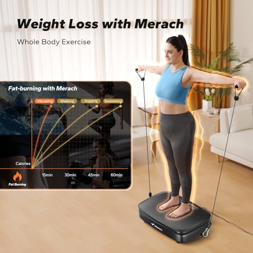 MERACH Vibration Plate Exercise Machine, Vibration Plate for Lymphatic Drainage, Vibrating Plate Exercise Machine for Weight Loss Women Men, Workout Equipment for Home 4 51LheTqtDAL. AC