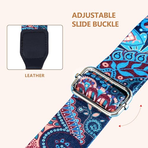 Image of Purse Strap, Adjustable Embroidery Flower 2 Inch Wide Purse Straps Replacement Crossbody for Women