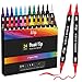 Lot de 24 stylos de peinture acrylique à double pointe avec pointe moyenne et pointe pinceau pour peinture sur roche, céramique, bois, plastique, calligraphie, scrapbooking, lettrage au pinceau