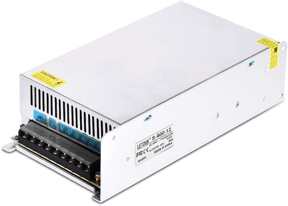 LETOUR 12V DC Power Supply 50Aamp 600W AC 96V-240V Converter DC 12Volt 600Watt Adapter LED Power Supply for LED Lighting,LED Strip,CCTV