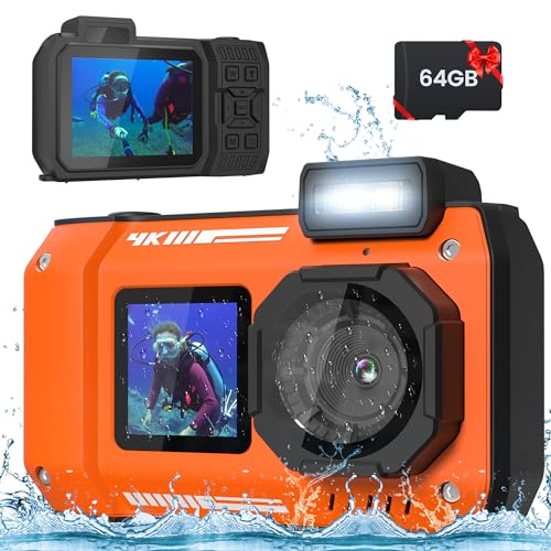 Amazon | 4K 水中カメラ 33フィート 防水カメラ 65MP オート