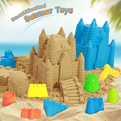 image for Benlang Beach Sand Toys Set,15Pcs Castle Mold Sand Molds for Kids,Beac