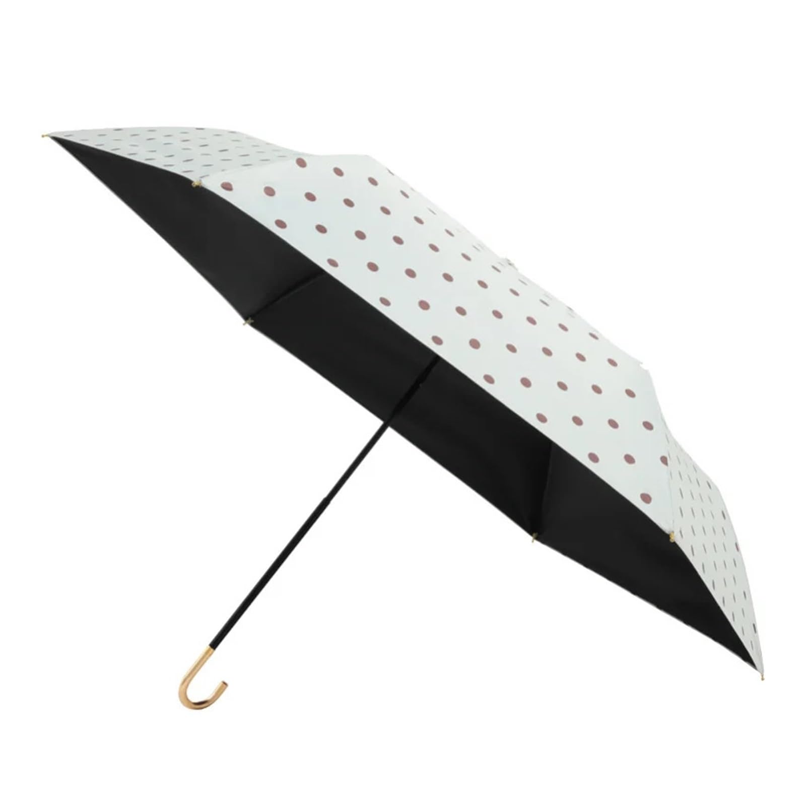 Genérico Paraguas Con Mango Curvo De Lunares, Color Blanco Y Negro, Impermeable, Parasol De Doble Uso For Días Soleados Y Lluviosos