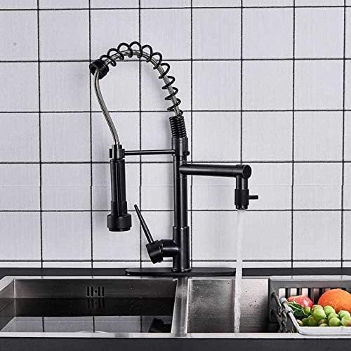 Robinet de cuisine à ressort extractible double bec mitigeur levier unique