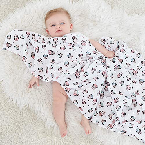 Image of Aden by aden + anais Swaddle Blanket, Muslin Blankets for Girls & Boys, Baby Receiving Swaddles, Ideal Newborn Gifts, Unisex Infant Shower Items, Wearable Swaddling Set, 4 Pk, Minnie Mouse Rainbows
