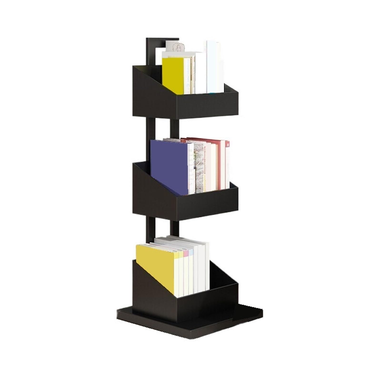 Shihan-2015 Bookcase Iron Corner 3-tiered Floor Bookshelf Multifunctional Creative Step Home Storage Shelving Display Shelf(Black)