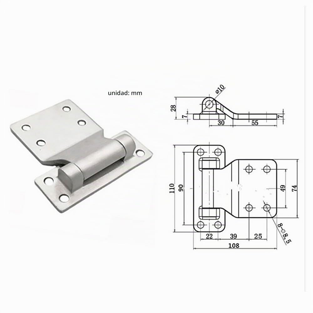 2 Piezas Industrial Bisagras para Servicio Pesado Bisagras De Puerta 4 Pulgadas Espesado Cepillado Bisagra De Acero Inoxidable (110x108x7mm)