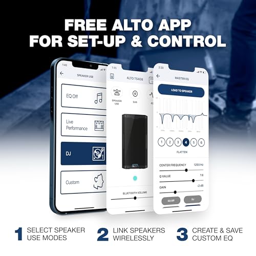 Image of Alto Professional TS408-2000W 8 inch Powered PA Speaker with 3 Channel Mixer, Bluetooth Streaming, Wireless Loudspeaker Linking, DSP and Alto App