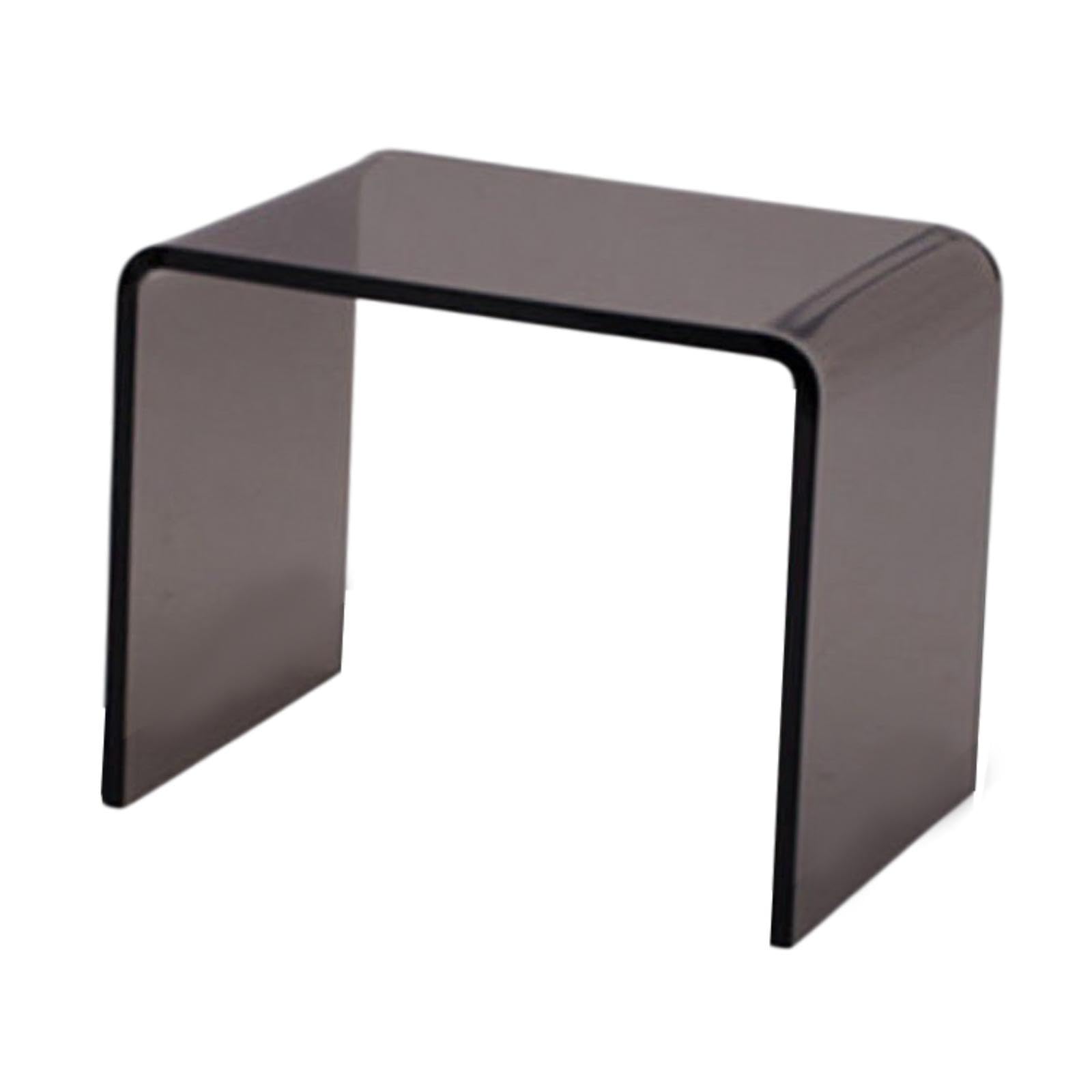 Mesa Auxiliar Clara, Taburete acrílico, Muebles contemporáneos en Forma de U, Mesa Central, Gris, Individual