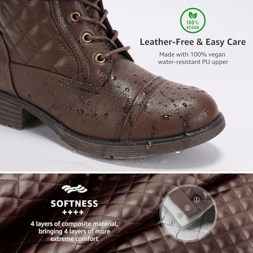 Image of STQ Womens Combat Boots Lace Up Ankle Booties With Side Zipper Fall Winter