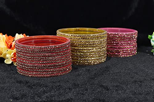 Image of NMII Glass with Plain and Glossy Finished Bangle Set For Women and Girls