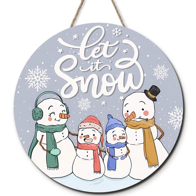 Cartello Legno Per Porta Ingresso Cartello Invernale Legno 'Let It Snow