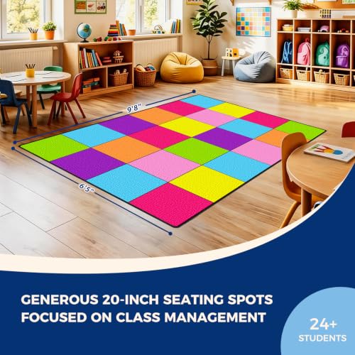 Booooom Jackson Classroom Rug - 6'5''x 9'8'' Sweet Macaron Seating Preschool Classroom Carpet, Non-Slip & No-Trip Edges, Vibrant Colors for Kids Playroom Floor Mat - image 3