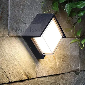 5 Watts Square LED Outdoor Wall Light Path Lamp Boundary Pillar Entrance Backyard Balcony Light Rainproof Bulkhead (4 Inches) (Warm White)(Aluminium)