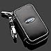 QZS Ford Black Leather Car Key Case Coin Holder Zipper Remote Wallet Key Chain Bag for Cars