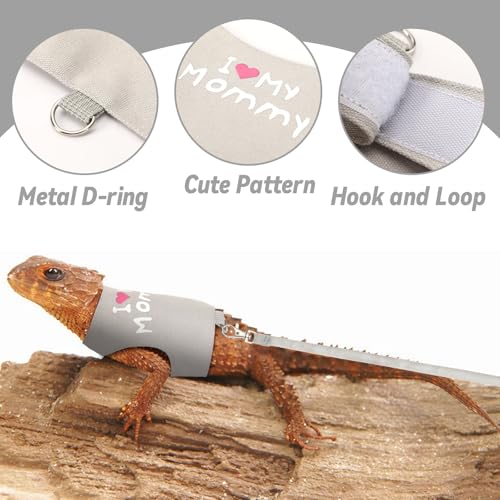 Image of PETKNOWS 2 Pack Bearded Dragon Harness and Leash Set, Escape Proof Adjustable Lizard Reptiles Harness Cute Lizard Reptile Small Animal Harness Clothes with 5FT Leash for Walking Outdoor