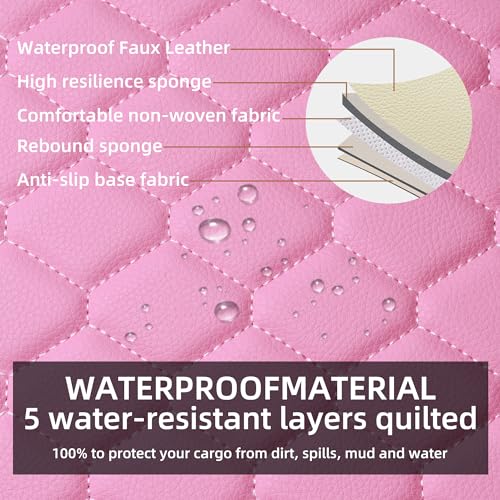 Image of Elantrip 2PCS Front Car Seat Covers Pink Leather Auto for Women Airbag Compatible Diamond Pattern PU Seat Cover Universal Fitness