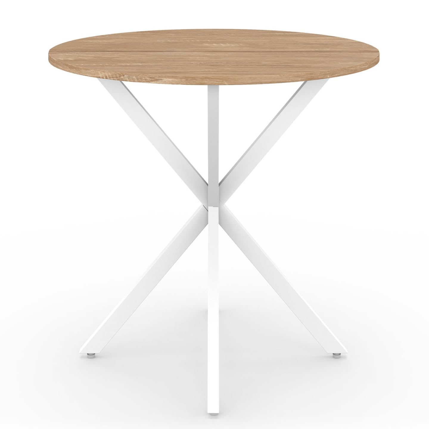 IDMarket - Table à Manger Ronde Alix 4 Personnes Pied araignée Bois et Blanc 80 cm
