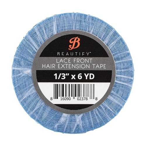 Image of Beautify Lace Front Hair Extension Tape Roll 1 /3 inch x 6 Yards, Hypoallergenic No-Shine Double Sided Tape for Tape in Hair Extensions Human Hair, Strong Long Lasting Extension Tape for Secure Bonding