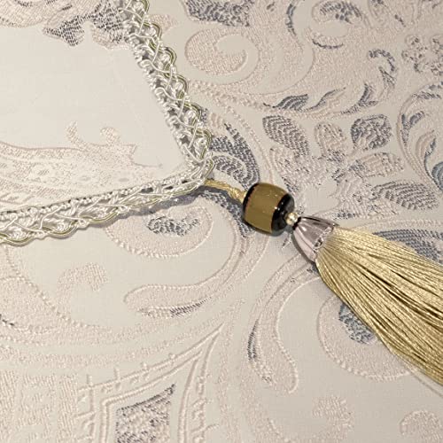 Loom And Mill Luxury Tablecloth 60 X 104 Inches, Elegant Classic Jacquard Rectangle Waterproof Table Cover With Handmade Tassels For Dining Room Banquet Decorations(Light Apricot, 60"X104") #TOP3